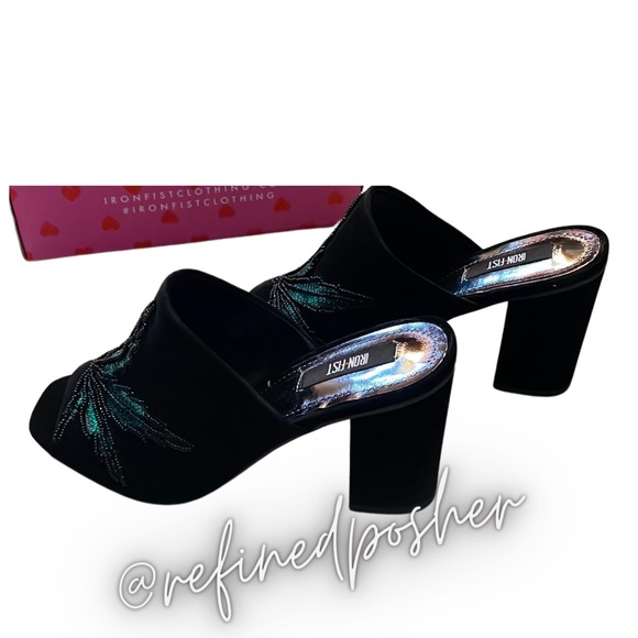 Iron Fist Mary Jane Slide Heels size 9 NIB Black - Picture 4 of 7